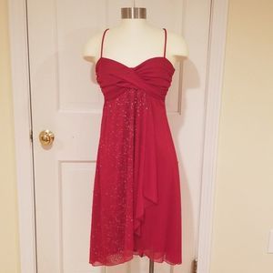 Red knee length dress size M.